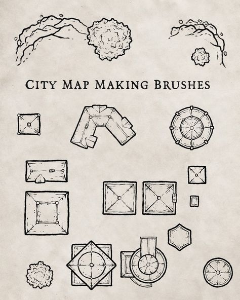 Map maker - City Brushes | Patreon Kingdom Building, Map Assets, Create A Map, Map Maker, Rpg Maker, Clip Studio Paint, City Maps, Art Studios, Map