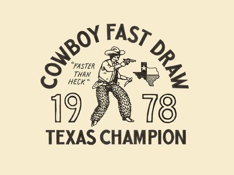 Cowboy Fast Draw by Joshua Diaz on Dribbble Cowboy Cartoon Drawing, Cowboy Tshirt Designs, Cowboy Graphic Design, Cowboy Branding, Concrete Cowboy, Wordmark Logo Typography, Cowboy Illustration, Cowboy Logo, Western Logo