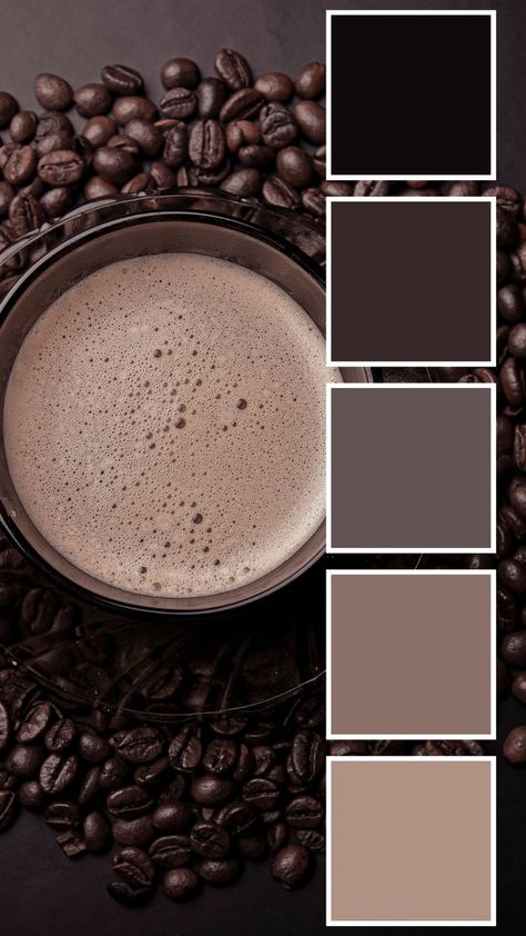 Black Palette Colour Schemes, Mocha Shades Color Palettes, Living Room Boho Paint Color Ideas, Chocolate Brown Color Palette Bedrooms, Black Beige Colour Palette, Cappuccino Bedroom Ideas, Tan Pallete Color, Tan And Grey Color Palette, Cappuccino Kitchen Ideas