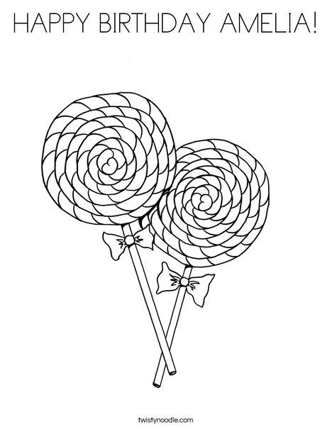 HAPPY BIRTHDAY AMELIA Coloring Page - D'Nealian - Twisty Noodle Printable Valentines Coloring Pages, Images Of Chocolate, Candy Coloring Pages, Valentines Day Drawing, Twisty Noodle, Swirl Lollipops, Food Coloring Pages, Valentines Day Coloring Page, Valentine Coloring Pages