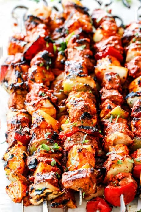 Pork Kabob Marinade, Grill Kabobs, Kebabs Skewers, Kabob Marinade, Pork Kabobs, Pork Kebabs, Pork Skewers, Grilling Kabobs, Pineapple Pork