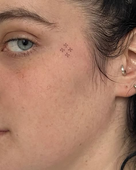 Sewing Tattoo, Dot Makeup, Hairline Tattoos, Sewing Tattoos, Face Tats, Cute Merch, Stick And Poke Tattoo, Finger Tats, Party Tattoos