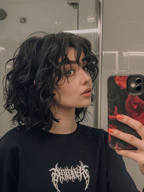 28 Trendy Shag Haircut Ideas for 2025: Curly, Long, Short & Bangs Womens Short Wolf Cut, Edgy Haircuts For Curly Hair, Goth Haircut Curly, Alt Medium Hair, Parisian Shag Haircut, Short Curly Hair Styles With Bangs, Short Shag Haircuts Curly Hair, Short Curly Wolf Cuts, Womens Shag Haircut Short