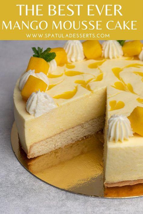 Best ever Mango mousse cake Refreshing Cake, Refreshing Cake Recipes, Cake With Mousse Filling, Mousse Recipes Cake, Cake Mango, Mousse Cake Ideas, Mousse Cheesecake, Light Cakes For Summer, Mango Cakes