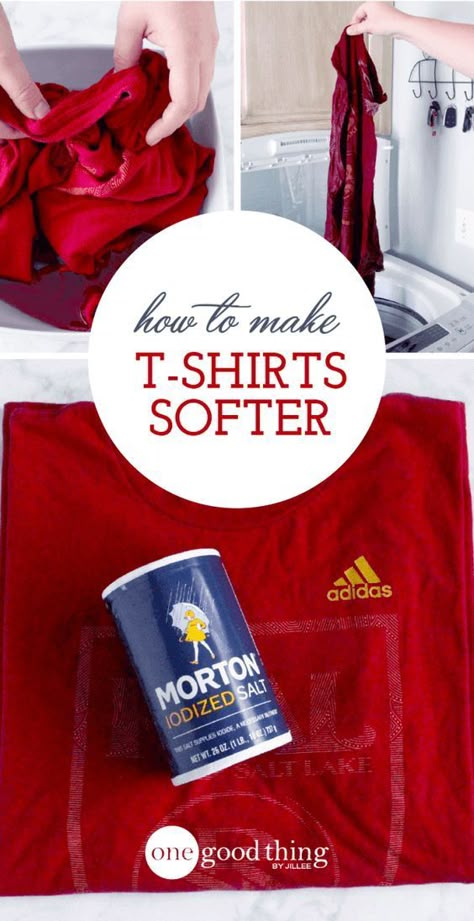 Soften T Shirts, Laundry Tips, Diy Cleaners, Diy Spring, Laundry Hacks, Vintage Soft, Cleaning Ideas, Diy Shirt, Clothing Hacks