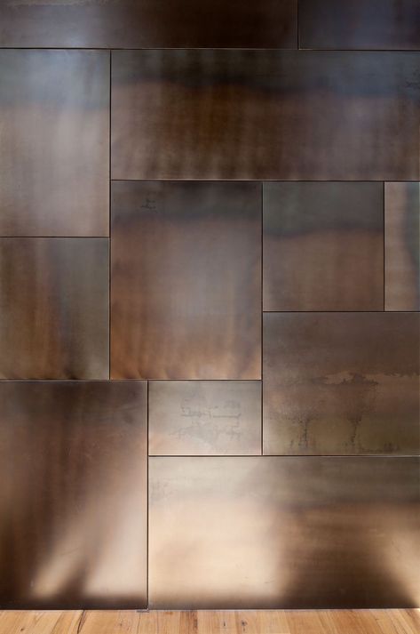 Wall Cladding Interior, Metal Wall Panel, Metal Cladding, Copper Wall, Wall Finishes, Wall Cladding, Wall Panel, Wall Treatments, Interior Walls