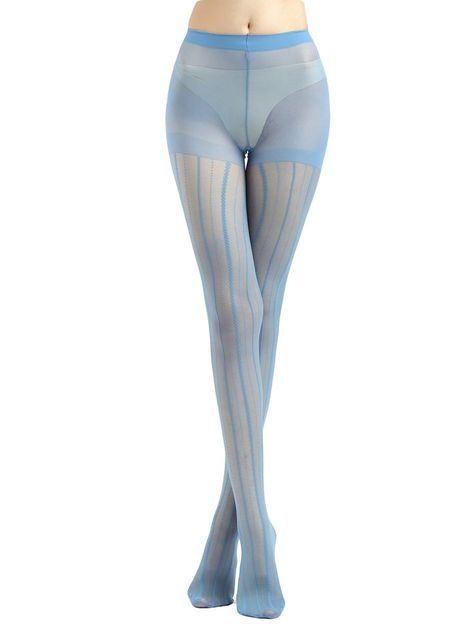 "Elegant, handmade knitting pantyhose with luxurious patterns, designed to create a slender and unique look. Tall waist and shirring tummy design provides comfort and boosts confidence.". #Dress #patterns #free Stockings With Line In Back, Fun Tights, Cool Tights, Designer Tights, Blue Tights, Tights For Women, Patterns For Sewing, Knit Tights, Dress Patterns Free