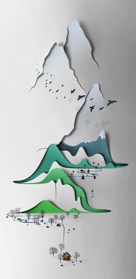 Eiko Ojala, Arte Pop Up, Ironing Table, Paper Art And Craft, Cut Paper Illustration, Simple Landscaping, Landscape Design Drawings, Vertical Landscape, Landscape Design Plans