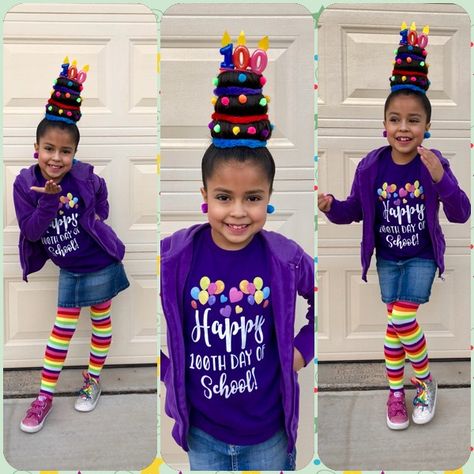 100th Day Of School Hairstyle, 100 Day Of School Hairstyles, Waky Taky School Day Outfit, Wacky Day, 100 Day Of School Project, 100 Day Of School, School Cake, Crazy Hair Day, Teacher School