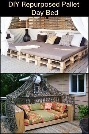 Pallet Day Bed, Outdoor Day Bed, Patio Bed, Pallet Daybed, Diy Daybed, Pallet Garden Furniture, Pallet Patio Furniture, Pallet Patio, Taking A Nap