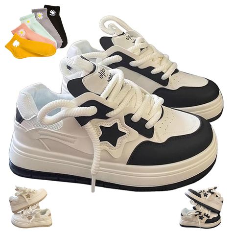 Cute Shoes Amazon, Cute Star Shoes, Big Star Shoes, Cute Clothing Accessories, Sneakers Fashion Black Women, Chuncky Shoes, Acubi Shoes, Bulky Shoes, Cute Platforms