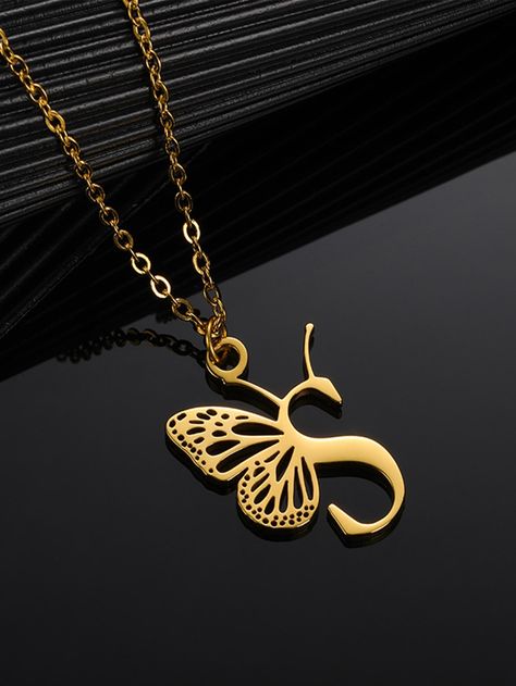 Butterfly Pendant NecklaceI discovered amazing products on SHEIN.com, come check them out! Butterfly Gold Pendant, Gold Pendant Designs For Women, Gold Pendant Indian, Gold Locket Design, Necklace Name Design, Gold Butterfly Jewelry, Doctor Jewelry, Friendship Quotes Images, Jewelry Logo Design