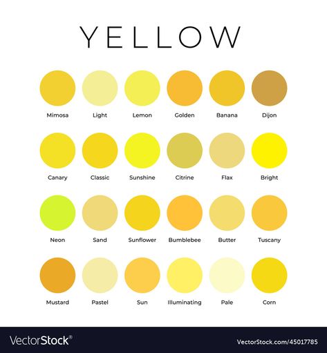 Shades Of Yellow Color, Mixing Paint Colors, Color Knowledge, Yellow Palette, Color Mixing Chart, Color Palette Yellow, Brand Color Palette, Color Palette Design, Color Swatches