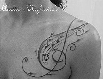 Tattoo Party, Tattoo On Shoulder, Pretty Tattoo, Torso Tattoos, Music Note Tattoo, Music Themed Wedding, Mommy Tattoos, Music Tattoo Designs, Note Tattoo