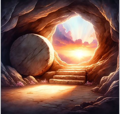 Jesus Pictures Catholic, Jesus Risen, Christian Background Images, Bible Verse Painting, Jesus Tomb, Christian Illustration, Jesus Is Risen, Jesus Is Alive, Christian Backgrounds