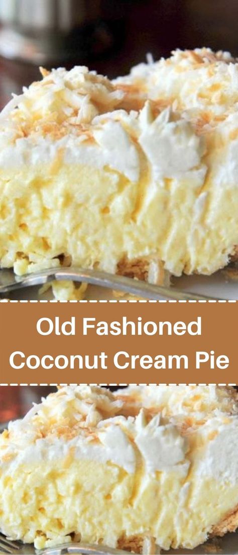 Jarred Desserts, Old Fashioned Coconut Cream Pie, Coconut Cream Pie Easy, Coconut Pie Recipe, Baking Pies, Dessert Halloween, Coconut Cream Pie Recipes, Dessert Pie, Coconut Custard Pie