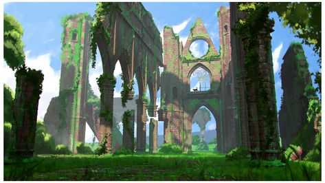 ArtStation - Ruins, Dawid Jasiorski Ing Civil, Fantasy Places, Landscape Artwork, Fantasy Art Landscapes, Fantasy Concept Art, Landscape Illustration, 판타지 아트, Ancient Ruins, Environment Design