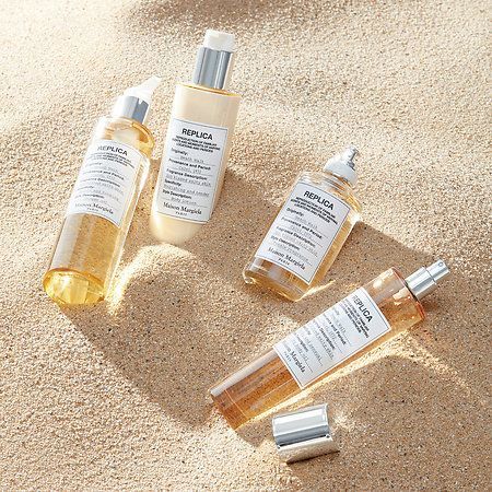 Replica Beach Walk, Maison Margiela Replica, Dry Body Oil, Skincare Products Photography, Margiela Replica, Product Photography Ideas, Creative Shots, Shots Ideas, Cosmetics Photography