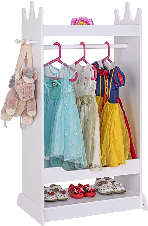 Kids Beds Ideas, Dressing Up Storage Kids, Dress Up Room, Closet For Kids, Costume Storage, Dress Up Corner, Mirror Costume, Kids Armoire, Armoire Closet