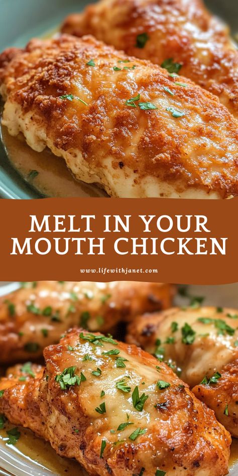 Melt in Your Mouth Chicken Melt In Your Mouth Chicken, Chicken Breast Recipes Baked, Dinner Rotation, Easy Chicken Dinner Recipes, Chicken Main Dishes, Chicken Meals, Baked Chicken Breast, Best Chicken Recipes, Chicken Dinners