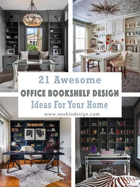 Library Office Room Ideas, Home Office Library Ideas, Bookshelf Design Ideas, Office Bookshelf Decor, Home Office Bookshelf, Small Home Library, Office Layout Ideas, Home Study Rooms, Office Bookshelf