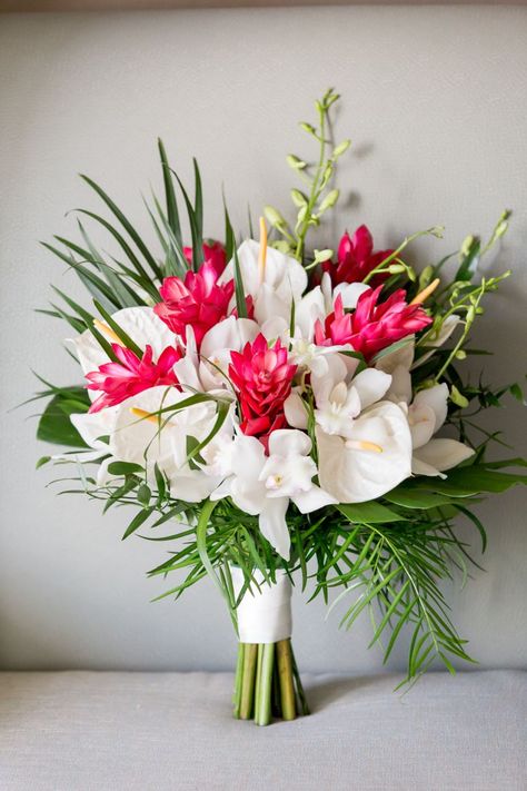 Bridal Bouquet For Beach Wedding, Island Flower Bouquet, Beach Wedding Bride Bouquet, Tropical Floral Wedding Bouquets, Hawaii Wedding Bouquet Tropical Flowers, Beach Bridesmaid Bouquet, Tropical Beach Wedding Bouquet, Pink Tropical Wedding Flowers, Caribbean Wedding Flowers