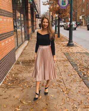 Check out this look I found on LIKEtoKNOW.it http://liketk.it/2yVKf  Download the LIKEtoKNOW.it app to see! Accordion Pleated Skirt Outfit, Winter Pink Skirt Outfit, Black Top Pink Skirt, Pink Accordion Skirt Outfit, Tops For Pleated Skirts, Accordion Skirt Outfit Winter, Pleated Pink Skirt Outfit, Tops And Skirts Outfit, Wedding Pleated Skirt