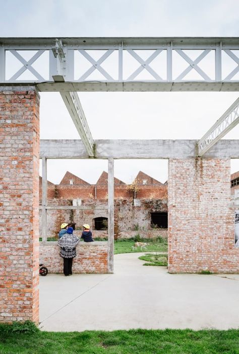 Vandriessche Architecten · Conversion of old factory De Porre to city park, Ghent Industrial Revolution Architecture, Industrial Park Architecture, Old Factory Architecture, Industrial Conversion, Old Building Renovation, Reuse Architecture, Warehouse Architecture, Factory Architecture, Renovation Architecture