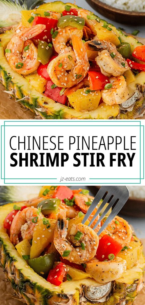 chinese pineapple shrimp with a fork Lemon Scallops, Tilapia Fish Tacos, Easy Main Course Recipes, Chinese Shrimp, Instant Pot Shrimp, Asian Cuisine Recipes, Asian Steak Bites, Seafood Linguine, Parmesan Crusted Tilapia