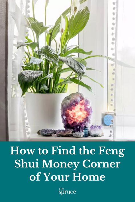 One of the most popular feng shui topics is wealth. Learn about how to find and activate the abundance, money, or wealth corner of your home. #fengshuiapartment #goodvibes #firstapartmentchecklist #apartmentdecoratingonabudget #smallspacedecorating #thespruce Feng Shui Abundance Corner, Feng Shui Wealth Bowl, Money Corner Feng Shui Decor, Feng Shui Wealth Corner Decor, Money Bowl Feng Shui, Feng Shui New Home, Feng Shui Living Room Colors, Abundance Altar, Feng Shui Money Bowl