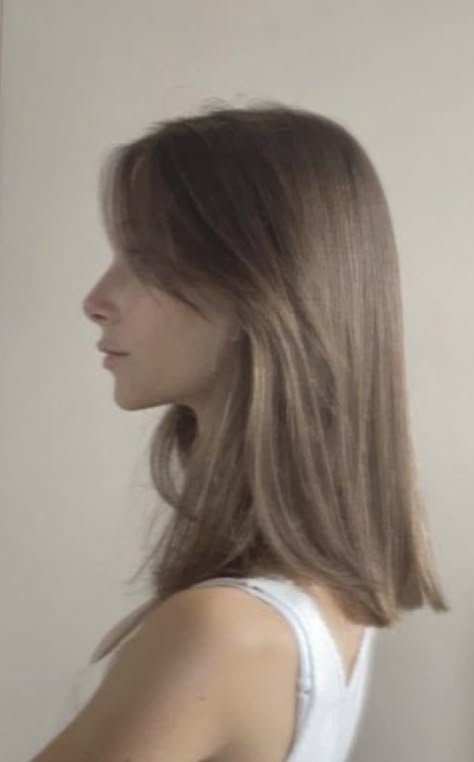 Aesthetic Haircut Straight Hair, Short Straight Hair Aesthetic, Short Hair Aesthetic Straight, Wolfcut Fine Straight Hair, Unstyled Medium Length Hair, Shortish Hair With Layers, Haircuts For Medium Short Hair, Thick Hair Shoulder Length, Shaping Haircut