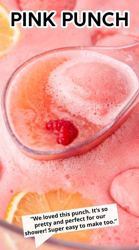 This pink punch is flavorful and fun using just 3 ingredients. It’s ideal for baby showers, birthday parties, and anytime you need a quick and delicious non-alcoholic party punch recipe! Pink Party Finger Foods, Pineapple Pink Lemonade Punch, Dole Whip Punch, Natural Punch Recipe, Pink Lemonade Punch Recipe, Pink Fruit Punch, Pink Jungle Juice Recipe, Pink Shower Punch, Small Batch Punch Recipe