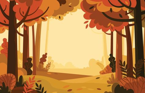 Autumn Background Drawing, Fall Forest Illustration, Autumn Landscape Illustration, Autumn Aesthetic Landscape, Autumn Forest Illustration, Book Illustration Design, Alpona Design, Wood Illustration, Scenery Background