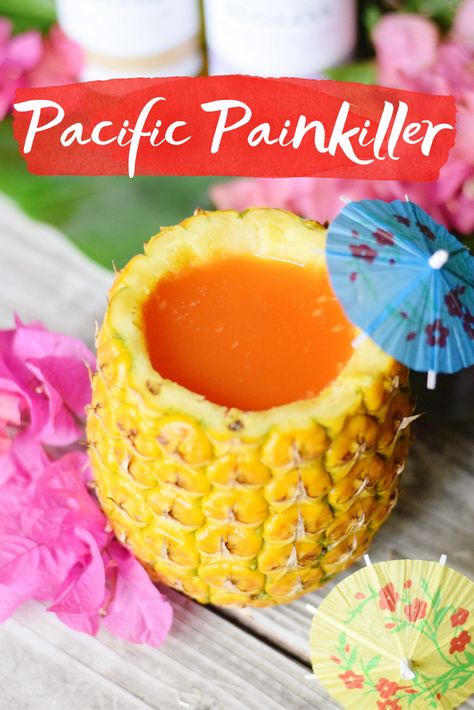 Pacific Painkiller Cocktail With Kōloa Rum - A delicious mix of tropical juices + three types of rum, makes this the ultimate painkiller cocktail recipe! Pog Juice, Painkiller Recipe, Tropical Cocktail Recipes, Painkiller Cocktail, Stuffed Butternut, Pumpkin Yogurt, Craft Cocktail Recipe, Frozen Pumpkin, Rum Recipes