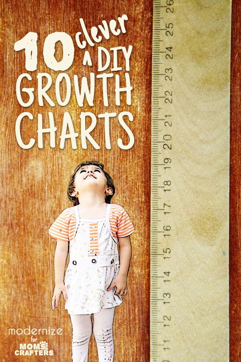 10 awesome and clever DIY growth charts that you can make - a great diy baby gift or keepsake! Height Chart Diy, Growth Chart Ruler Diy, Growth Charts Diy, Diy Growth Chart, Wood Growth Chart, Perlengkapan Bayi Diy, Baby Growth Chart, Growth Ruler, Wooden Growth Chart