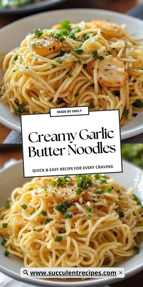 Deliciously rich and savory, this garlic butter noodles recipe is a must-try for garlic lovers! Garlic Lovers Pasta, Linguine Noodle Recipes, Pasta With Garlic Cream Sauce, Simple Garlic Noodles, Creamy Garlic Butter Noodles, Butter Linguine Noodles, One Pot Garlic Pasta, Butter Noodles With Parmesan, Garlic Butter Linguine Pasta