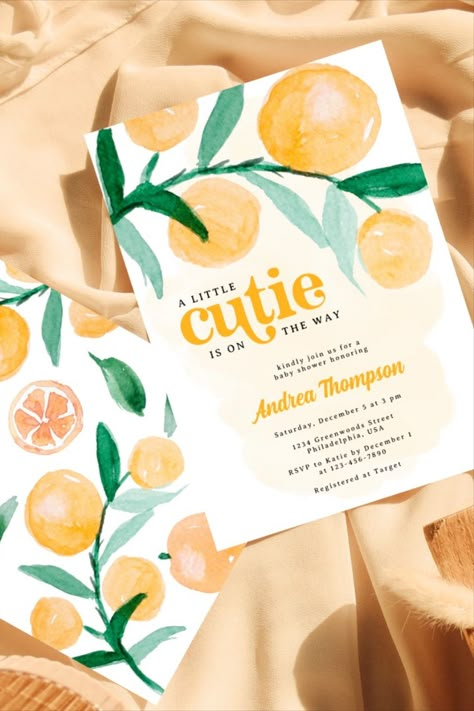 Citrus Orange Little Cutie Baby Shower Invitation
Watercolor Citrus Orange Little Cutie Baby Shower Invitation! #babyshower #babyshowersgifts #babyshowercards #babyshowerparty #newborn #citrus #orange Spring Gender Neutral Baby Shower Ideas, Citrus Baby Shower Ideas, Cutie On The Way Baby Shower Theme, Spring Baby Shower Ideas Neutral, Orange Theme Baby Shower Ideas, A Little Cutie Is On The Way, A Little Cutie Baby Shower Theme, August Baby Shower Ideas, June Baby Shower Ideas