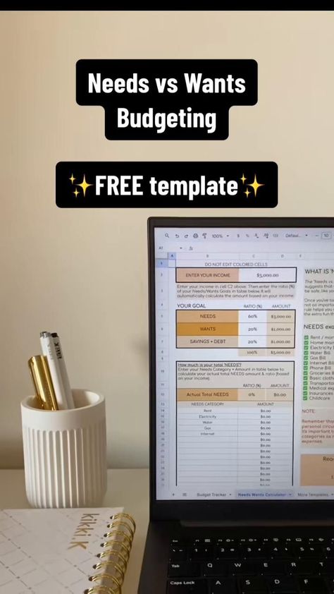 Do you know how much you spend on your essential needs? Calculate it with this FREE template 503020 Budget Template, Free Excel Budget Spreadsheet Templates, Budget Spreadsheet Template Free, 503020 Budget, Budget Excel Spreadsheet, Budget Template Excel Free, Budget Spreadsheets, Travel Budget Planner, Financial Budget Planner