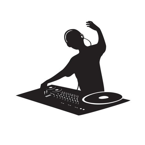 Disc Jockey silhouette design. entertainer man in party and club. nightlife sign and symbol. Disc Jockey, Logo Banners, Cityscape Photos, Nature Backgrounds, Heart With Arrow, Marketing Design, Custom Illustration, Custom Branding, Background Banner