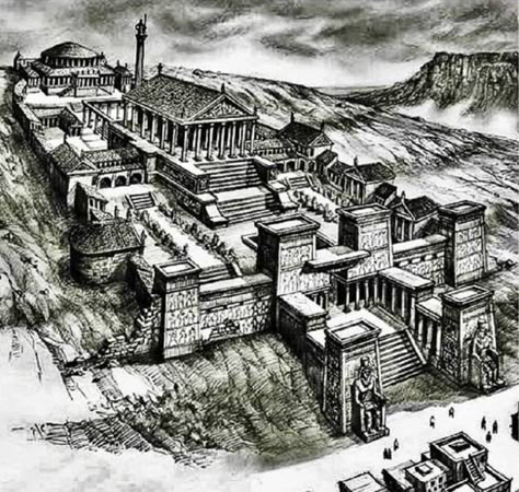 Artist's depiction of what the Library of Alexandria looked like Alexandria Tattoo, Tourism Magazine, Alexandria Library, Ancient Alexandria, The Library Of Alexandria, Ancient Library, Art Through The Ages, Library Of Alexandria, Alexandria Egypt