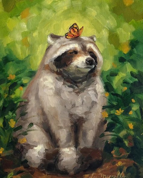 🦋 "Resilience" 🦋 This painting holds a special place in my heart. 🥰🦝 The unexpected friendship between the raccoon and the butterfly filled me with warmth and joy, bringing a smile to my face throughout the entire creation process. This piece embodies the spirit of resilience, symbolized by the monarch butterfly. Monarchs, known for their incredible journeys and transformations, inspire us to grow stronger through our challenges and find peace within. ✨️🧚‍♀️ The raccoon's tranquil expressio... Resilience Art, Raccoon Painting, Friendship Paintings, Unexpected Friendship, Easy Canvas Art, Easy Canvas, The Monarch, Butterfly Painting, Oil Painters