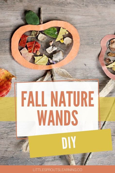 These Fall Nature Wands are a fun and easy way to capture all the treasures from your fall nature hunt. The perfect fall activity for kids! Fall Nature Preschool Activities, Fall Primary Activities, Fall Nature Walk Activities Kids, Simple Fall Activities For Kids, Fall Activities Kindergarten Free, Preschool Fall Wreath, Nature Hunt For Preschoolers, Daycare Fall Activities, Making Art With Nature