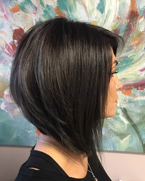 Long In The Front Short In The Back, Long Hair In Front Short In Back, Woman��’s Medium Haircut, Short In Back Long In Front Hairstyles, Bobs For Wavy Hair, Lob With Undercut, Hair Bobs Medium, No Maintenance Haircut, A Line Bob Haircut