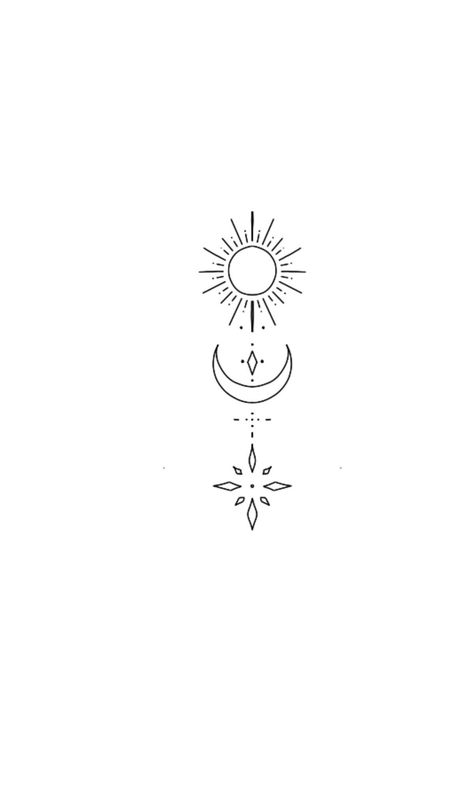 Tattoo Ideas Sun Moon And Stars, Simplistic Sun And Moon Tattoo, Back Tattoo Women Sun And Moon, Sun N Moon Tattoo Design, Long Sun Tattoo, Sun And Moon Line Art Tattoo, Sun And Crescent Moon Tattoo, Sun Moon Tattoo Minimalist, Moon Stars Sun Tattoo