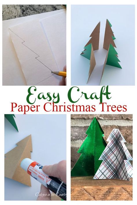 3 D Paper Christmas Tree, Diy Paper Trees Christmas, Diy Mini Christmas Trees Craft Ideas, Paper Christmas Trees Diy How To Make, Card Stock Crafts Diy, Paper Trees Diy, Paper Cone Christmas Trees, Paper Trees Christmas, Christmas Tree Diy Paper