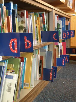 Love the letter labels that hang out so you can see them from looking down the row! Maybe now I will be able to keep my books in ABC order.