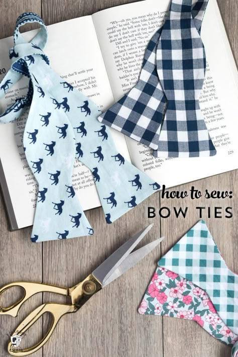 Learn how to sew a bow tie that really ties! A free simple free sewing tutorial on polkadotchair.com Sew A Bow Tie, How To Sew A Bow Tie, Sew A Bow, Make A Bow Tie, Polka Dot Chair, Tips For Sewing, Make A Bow, Sewing 101, Free Sewing Pattern