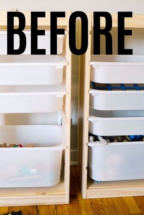 Ikea Toy Storage Trofast, Ikea Hacks Toy Storage, Ikea Hack Toy Storage, Trofast Craft Storage, Trofast With Shelves, Ikea Barbie Storage, Ikea Trofast Hack Playrooms, Trofast Closet Hack, Trofast Playroom Hack