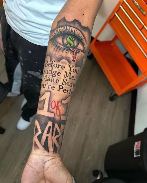 Arm Tattoos Lettering, Tattoos For Guys Forearm, Half Arm Sleeve Tattoo, Arm Tattoos Black, Arm Tattoos For Guys Forearm, Memorial Tattoo Ideas, Black Men Tattoos, Half Sleeve Tattoos Forearm, Hard Tattoos