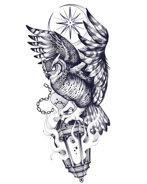 ART | BLACK’s Instagram photo: “Rate this artwork from 1-10 Follow for more!! . . . . . ##attoodesign #sketchbook #tattoosketches #inksketch #inksketches #designtattoo…” Snowglobe Tattoo, Tattoo Drawing Ideas, Cybersigilism Tattoo, Owl Tattoo Sleeve, Tattoo Homme, Card Tattoo Designs, Owl Designs, Owl Tattoo Design, Half Sleeve Tattoos For Guys